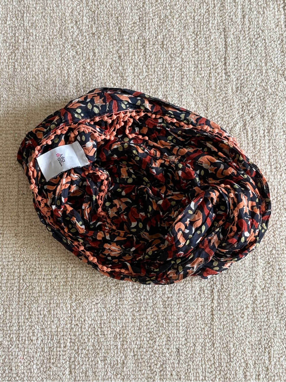 Anthropologie - Fox Infinity Scarf - Navy & Coral